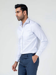 White & Grey Striped Formal Shirt