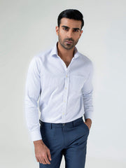 White & Grey Striped Formal Shirt