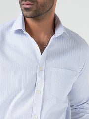White & Grey Striped Formal Shirt
