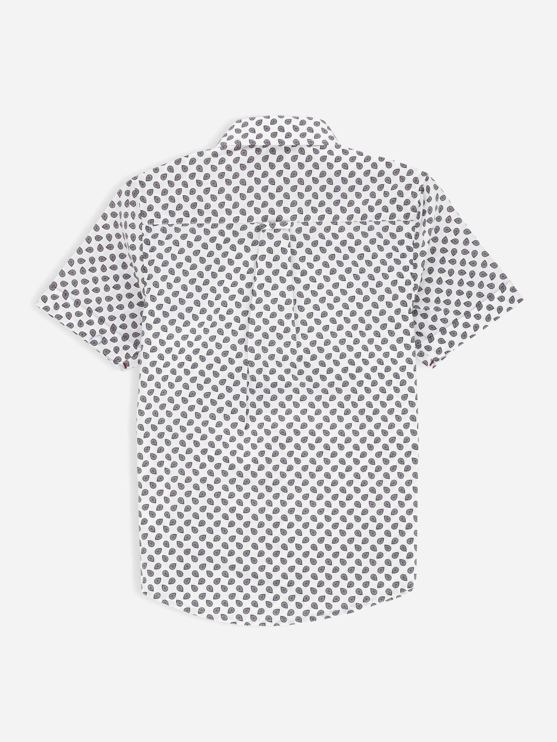 White & Maroon Paisley Printed Half Sleeve Casual Shirt