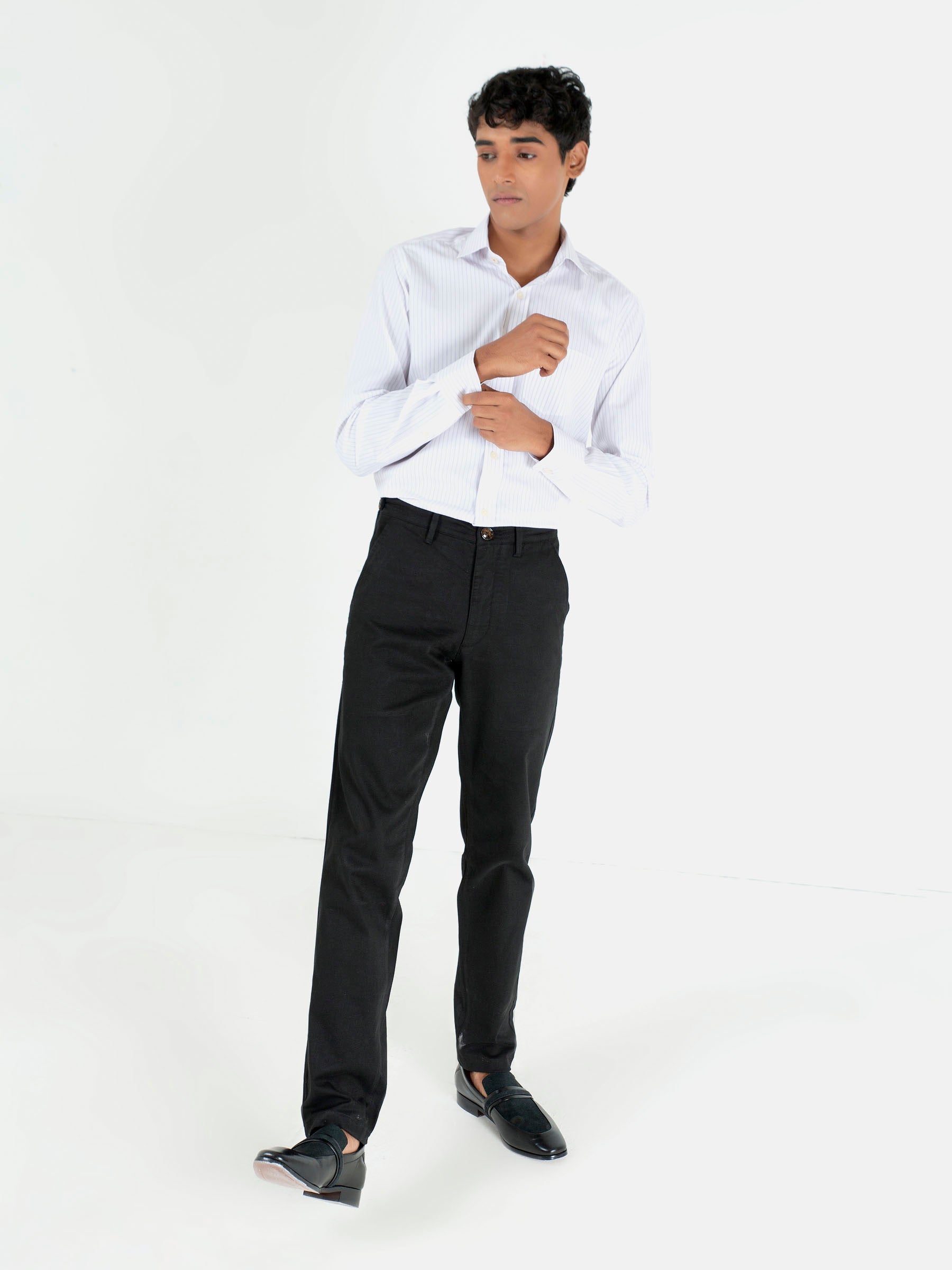 White & Purple Striped Formal Shirt