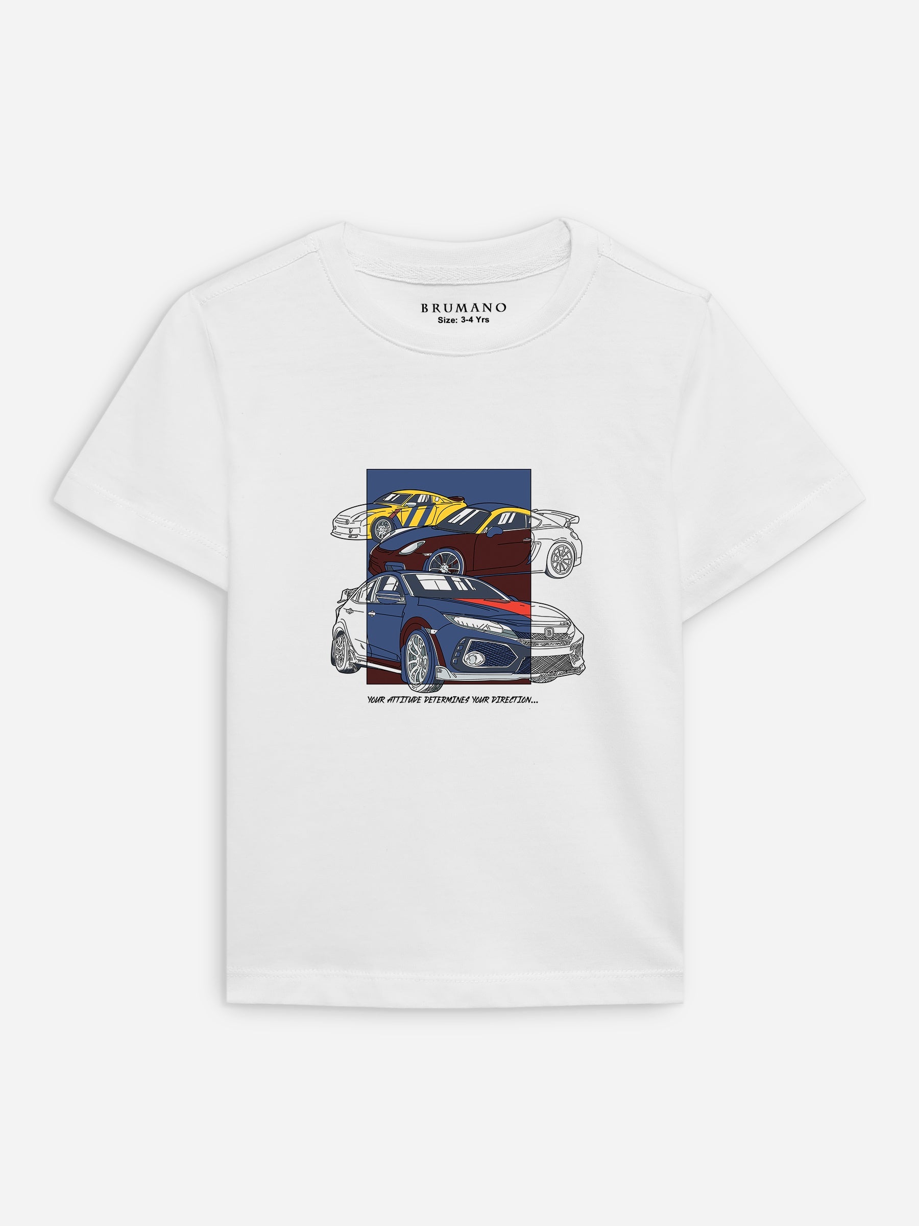 White 'Sports Cars' Printed Casual T-Shirt