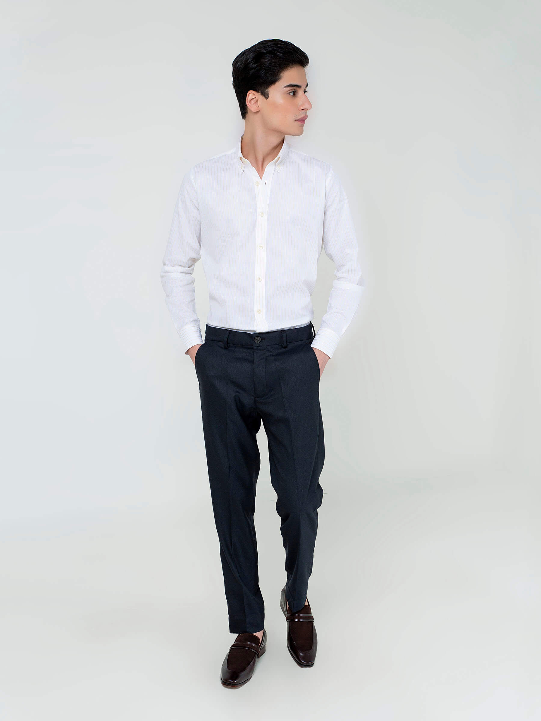 White & Yellow Pinstriped Shirt