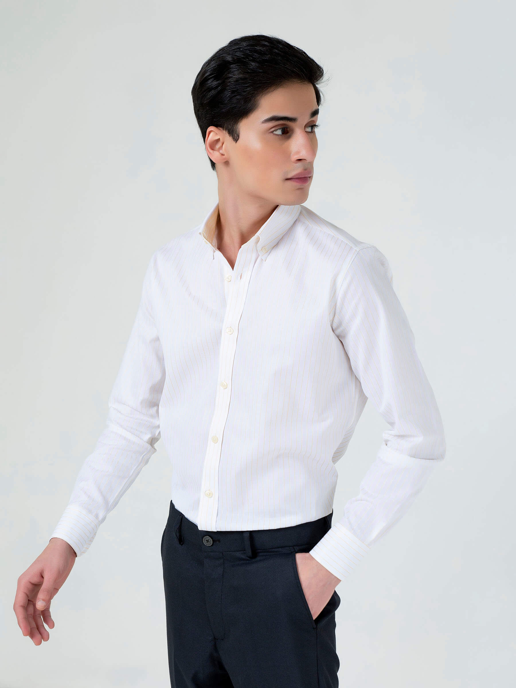 White & Yellow Pinstriped Shirt