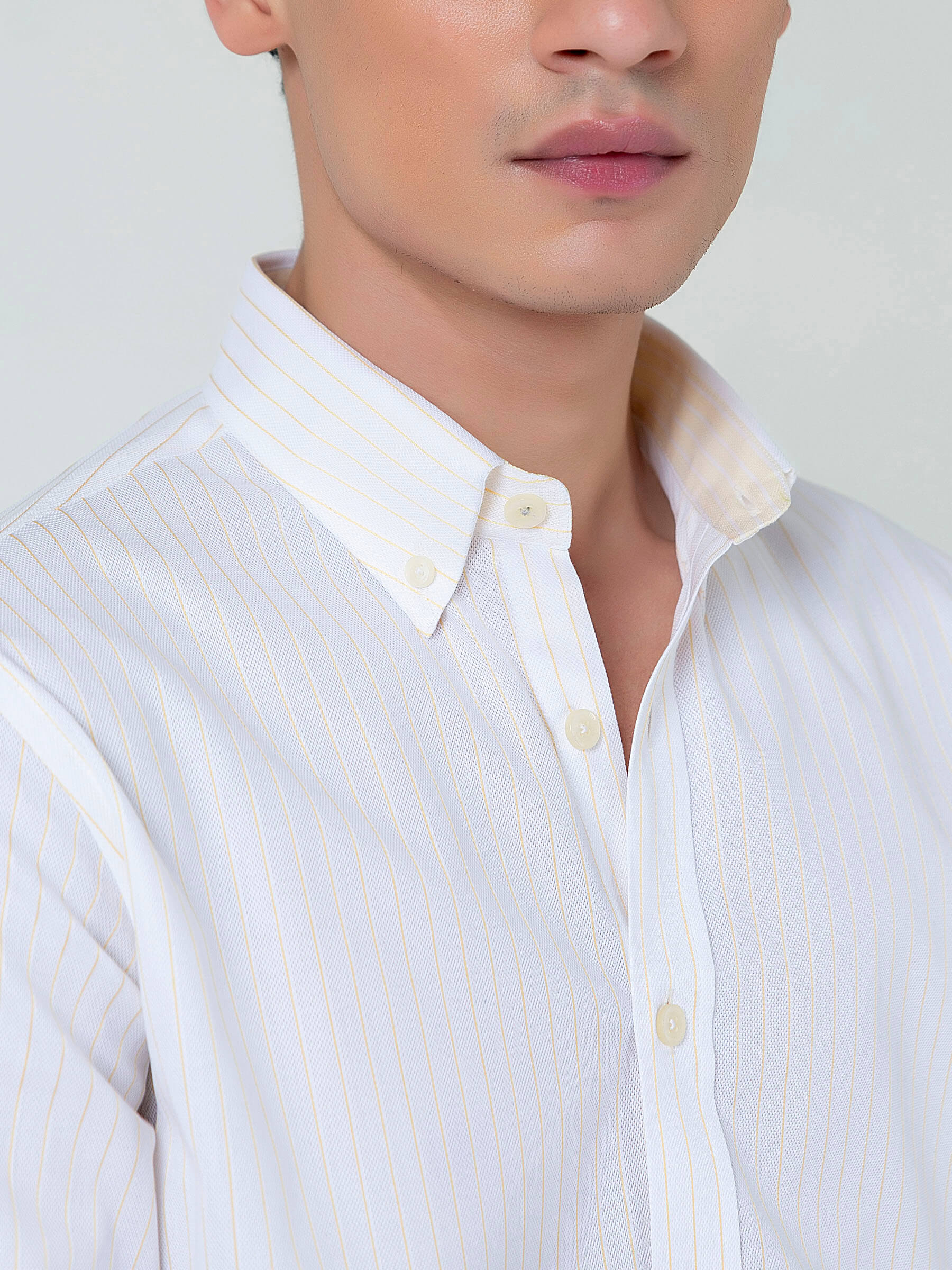 White & Yellow Pinstriped Shirt