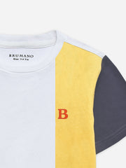 White & Yellow Three Tone Casual T-Shirt