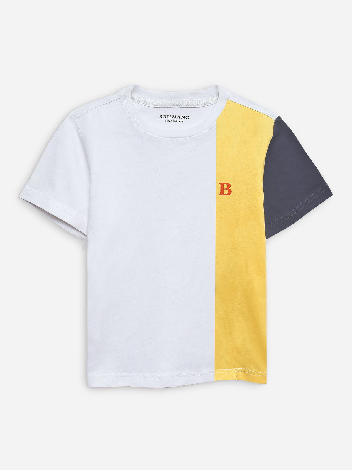 White & Yellow Three Tone Casual T-Shirt