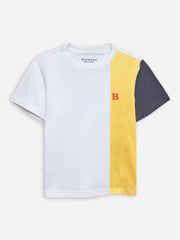 White & Yellow Three Tone Casual T-Shirt