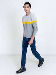 Yellow & Grey Contrasting Striped Sweater