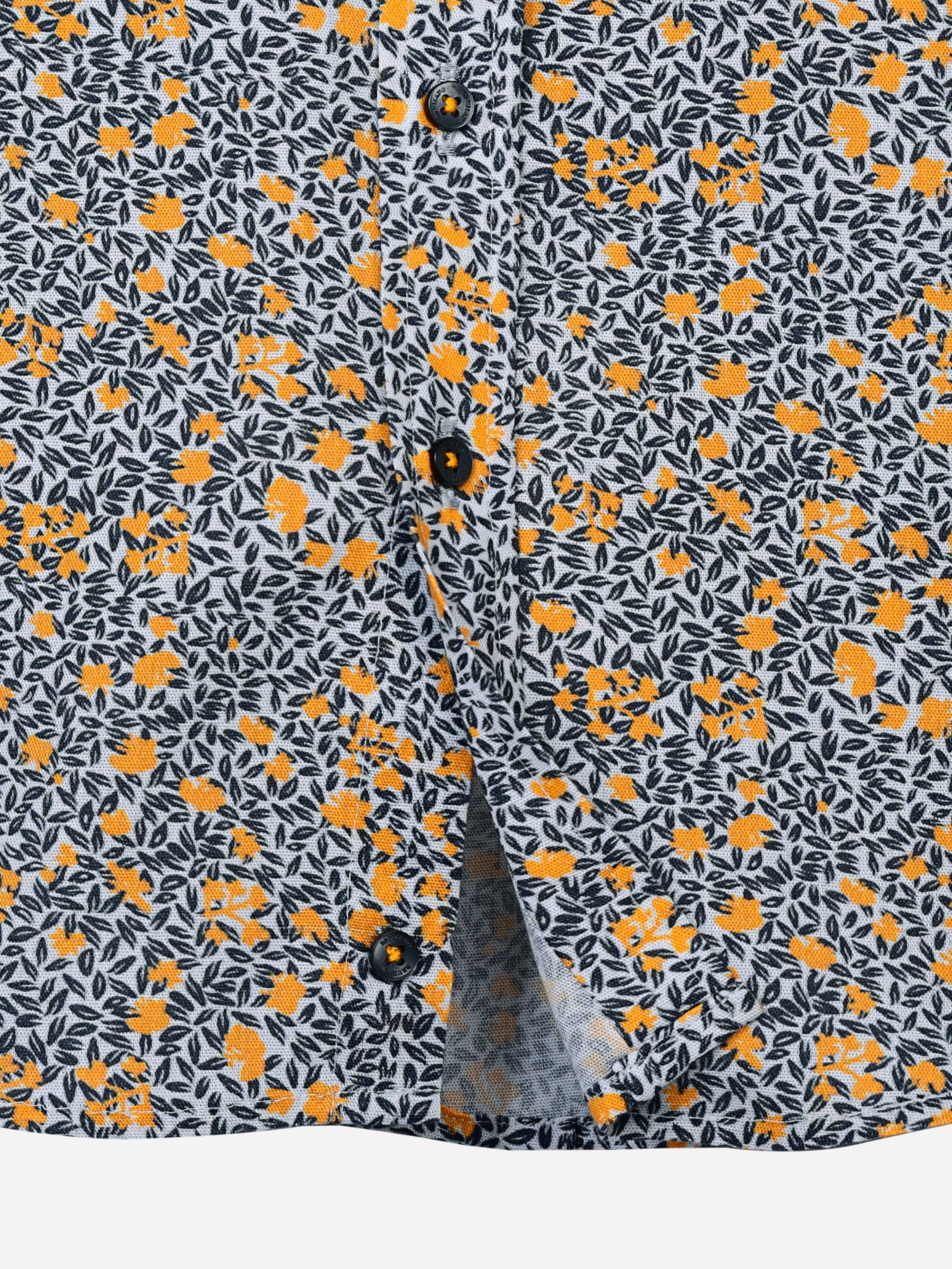 Yellow & Grey Floral Printed Casual Shirt