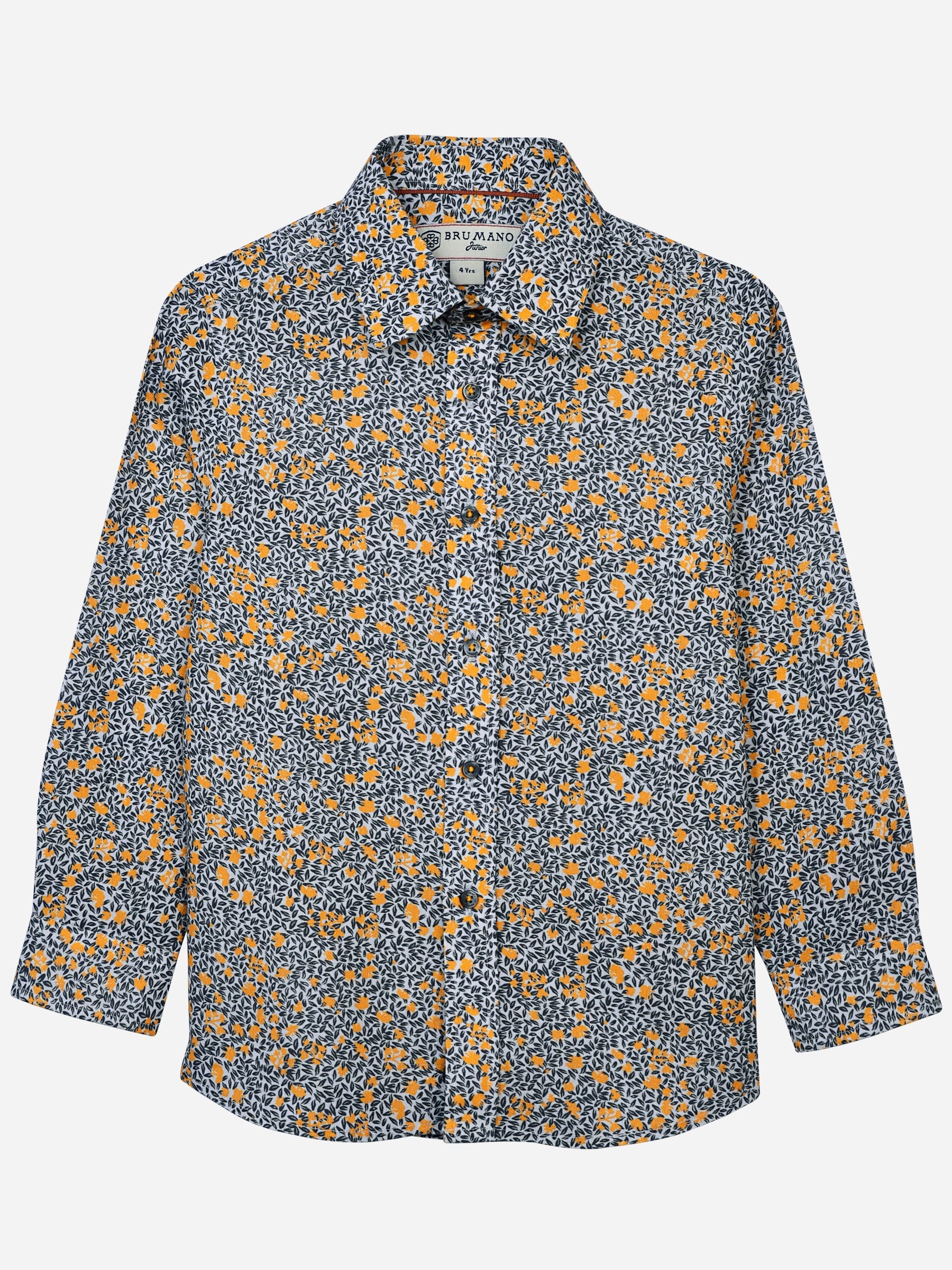 Yellow & Grey Floral Printed Casual Shirt