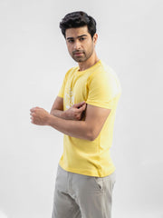 Yellow Abstract 3d Printed Crew Neck T-Shirt