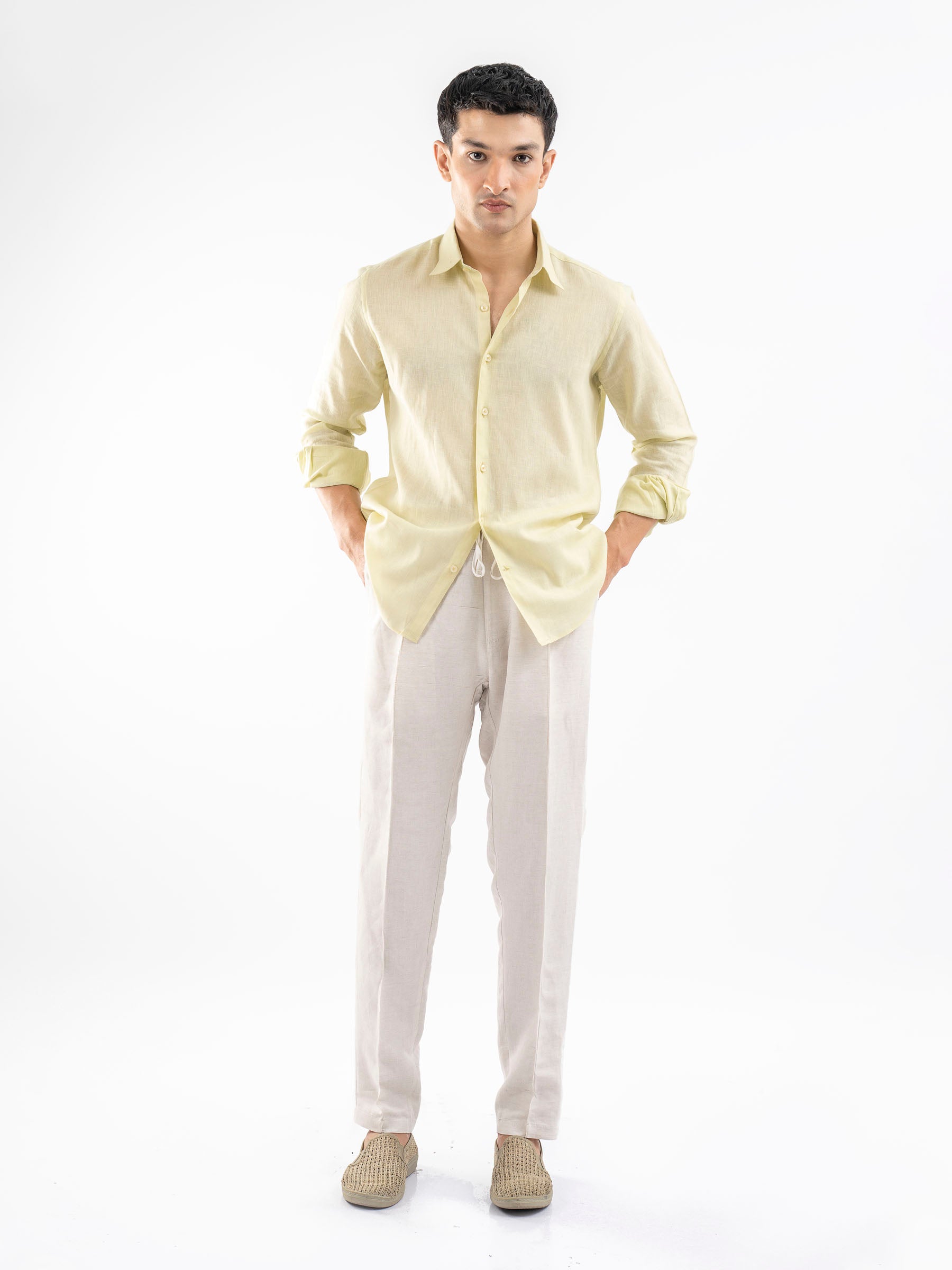 Yellow Airy Linen Blended Shirt