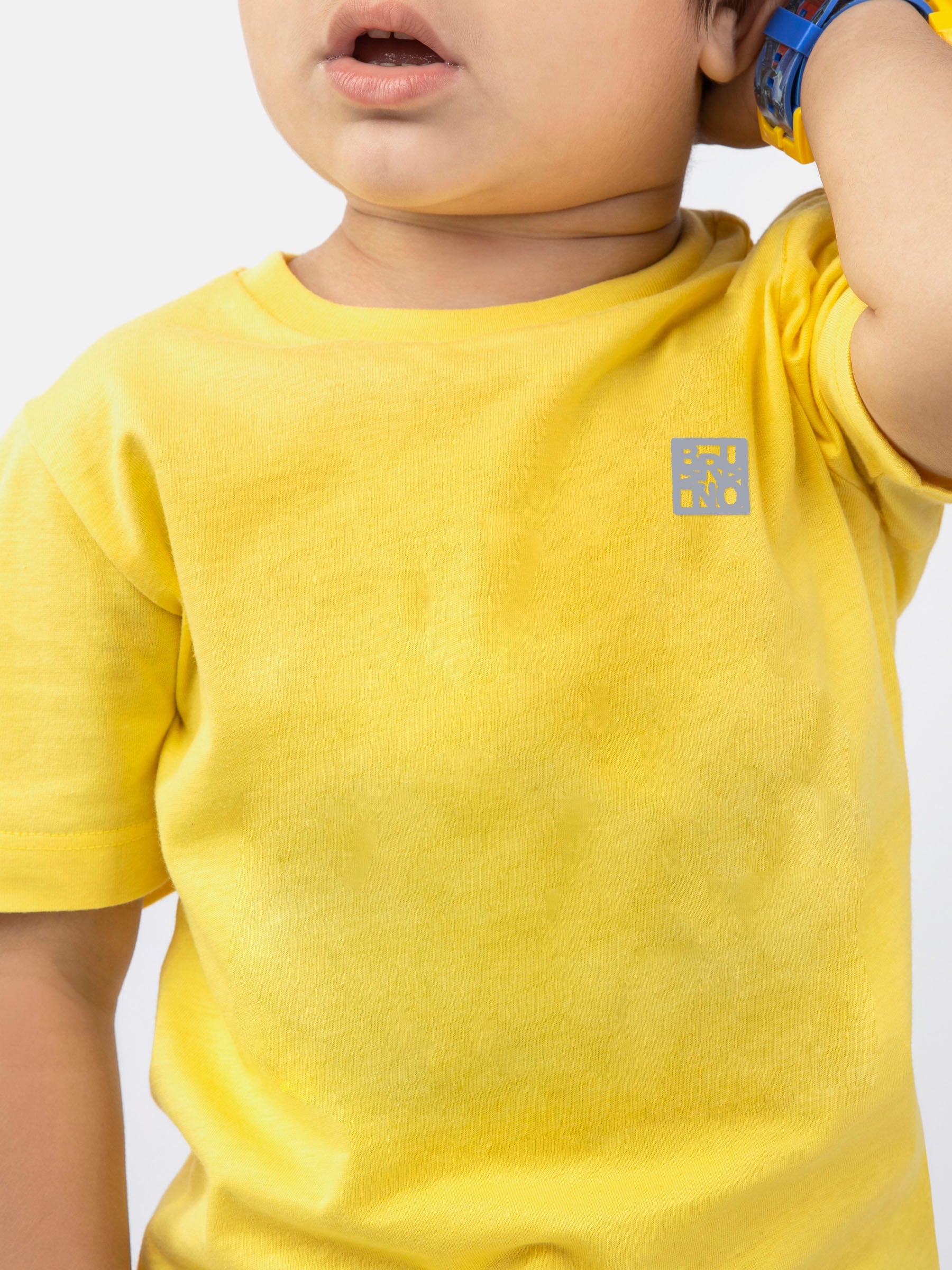 Yellow Basic Crew Neck Casual T-Shirt
