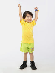 Yellow Basic Crew Neck Casual T-Shirt