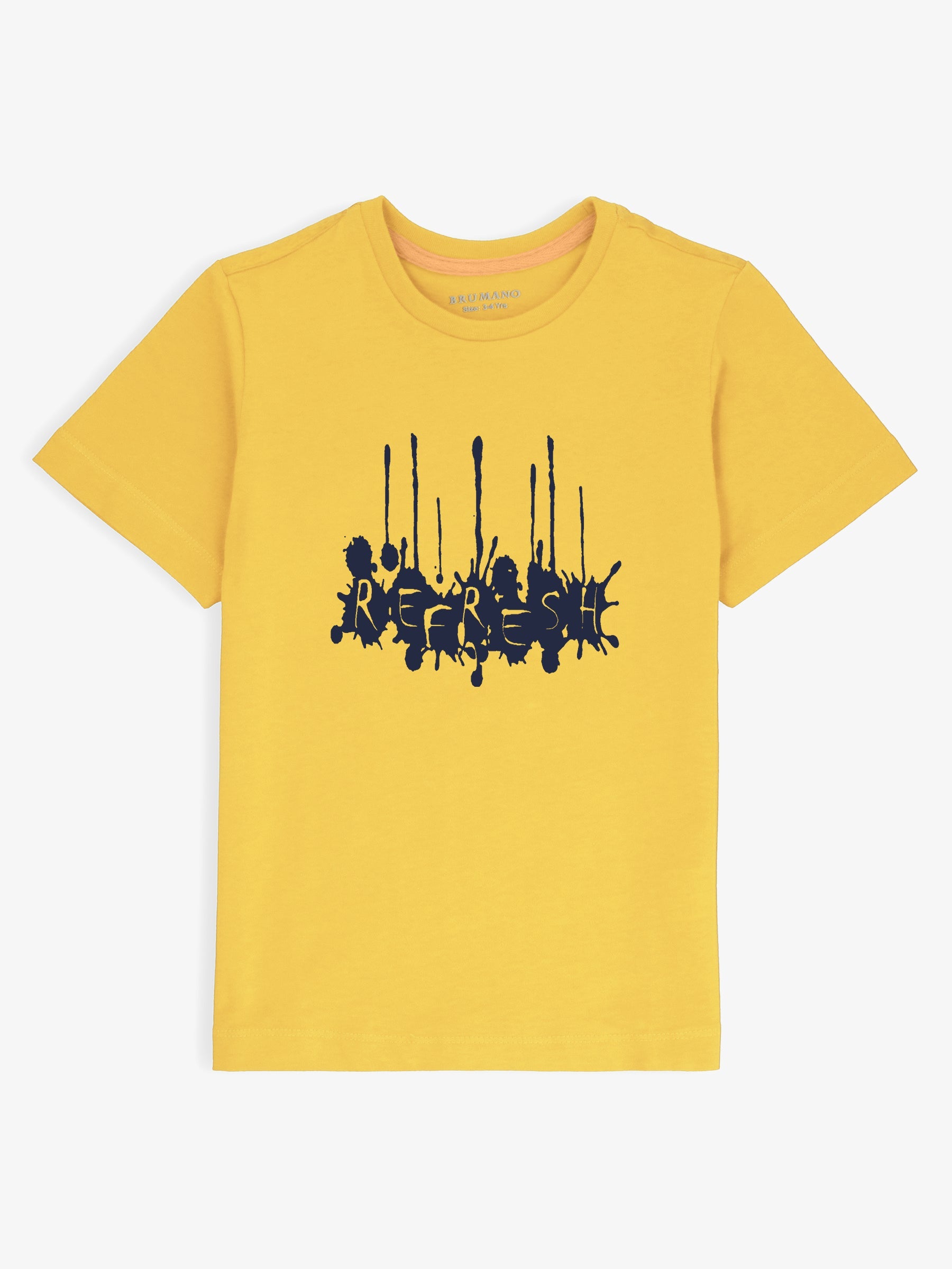 Yellow Printed  'Refresh' Casual tee