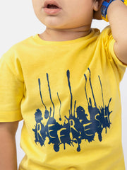 Yellow Printed  'Refresh' Casual tee