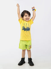 Yellow Printed  'Refresh' Casual tee