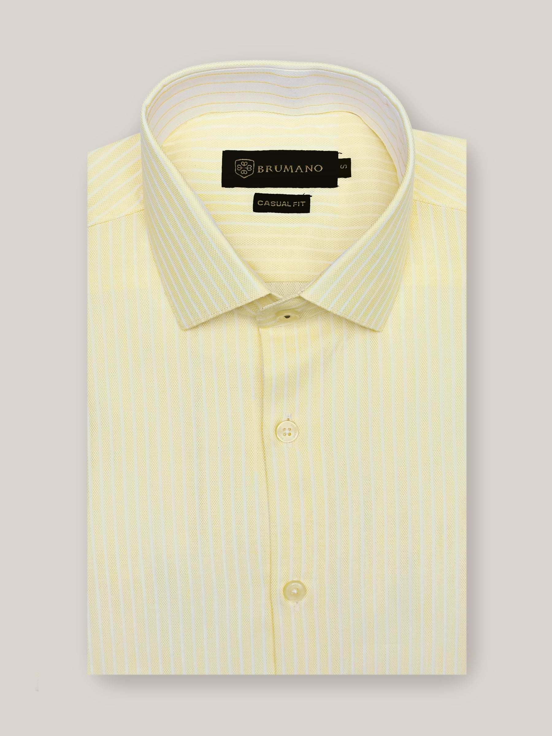 Yellow Structured Striped Formal Shirt