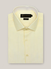 Yellow Structured Striped Formal Shirt