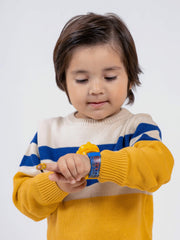 Yellow & Beige Striped Crew Neck Casual Jumper