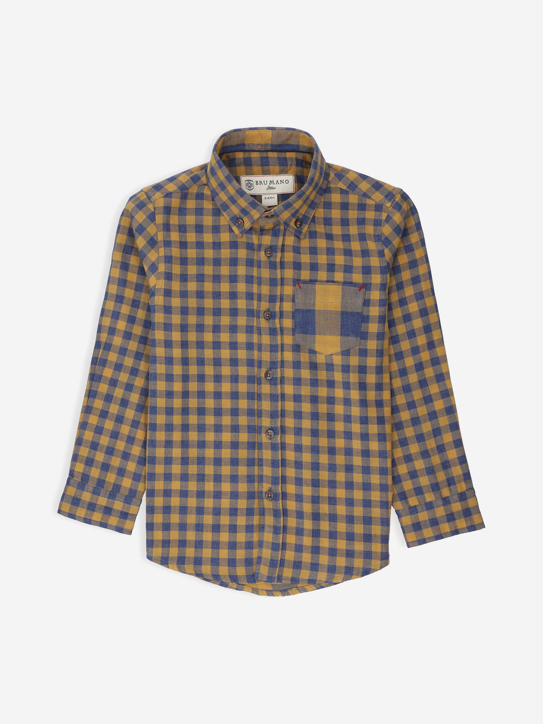 Yellow & Blue Gingham Casual Shirt