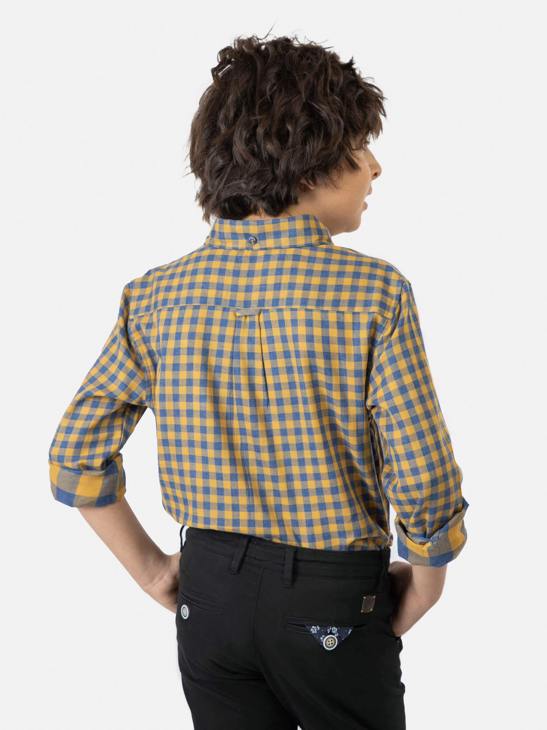Yellow & Blue Gingham Casual Shirt