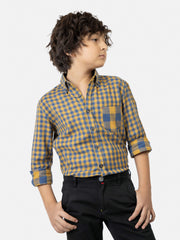 Yellow & Blue Gingham Casual Shirt