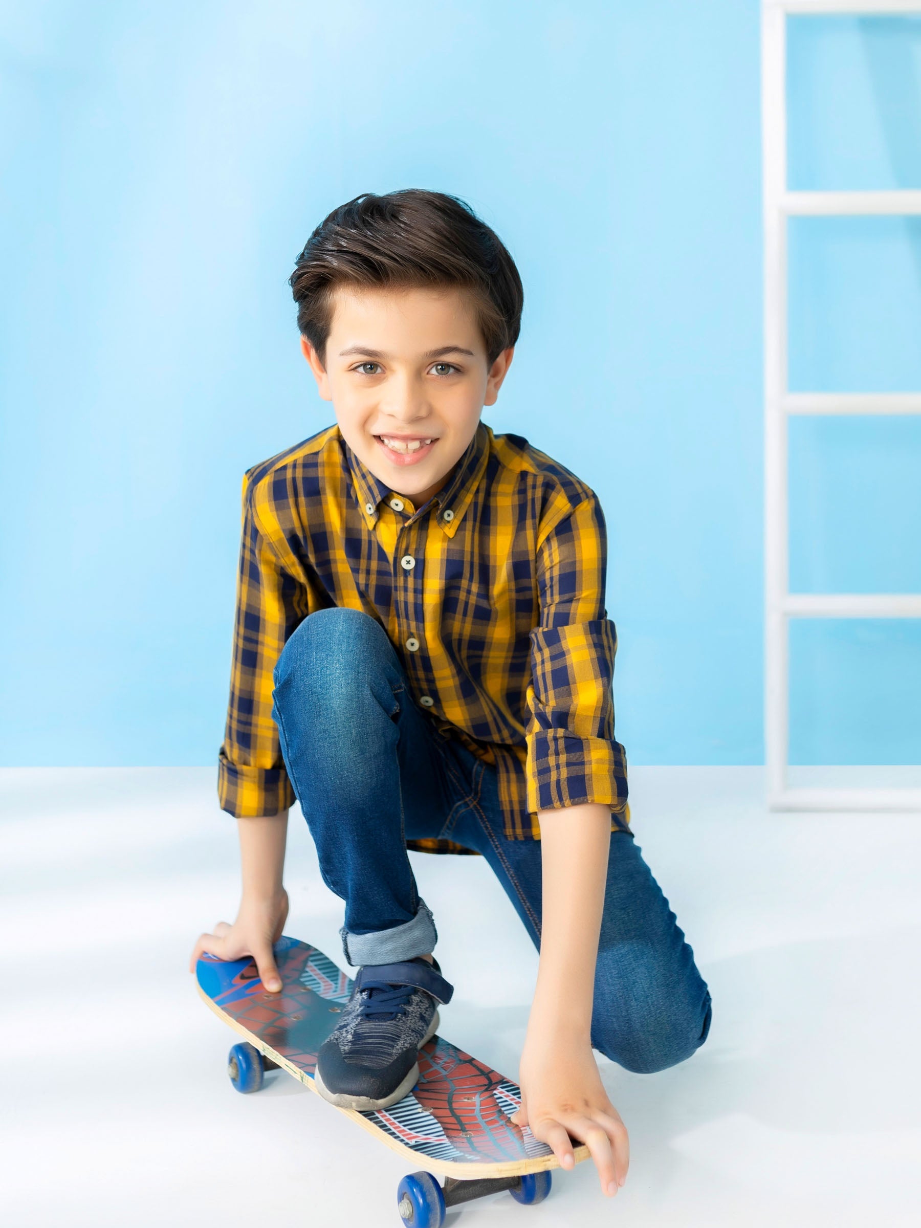 Yellow & Blue Long Sleeve Checkered Shirt