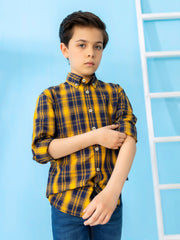 Yellow & Blue Long Sleeve Checkered Shirt