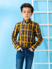 Yellow & Blue Long Sleeve Checkered Shirt