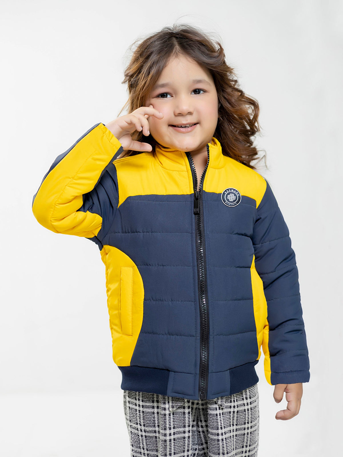 Yellow & Blue Puffer Casual Jacket - Unisex