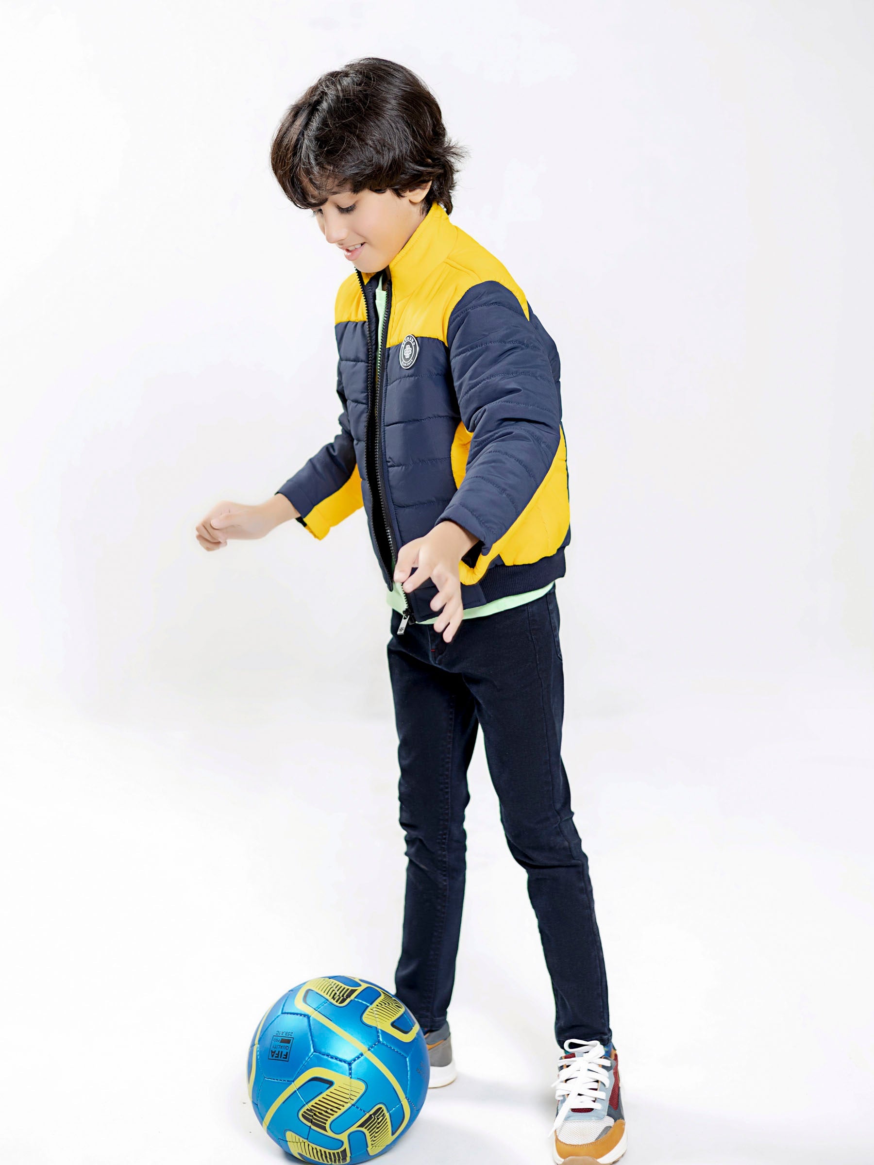 Yellow & Blue Puffer Casual Jacket - Unisex