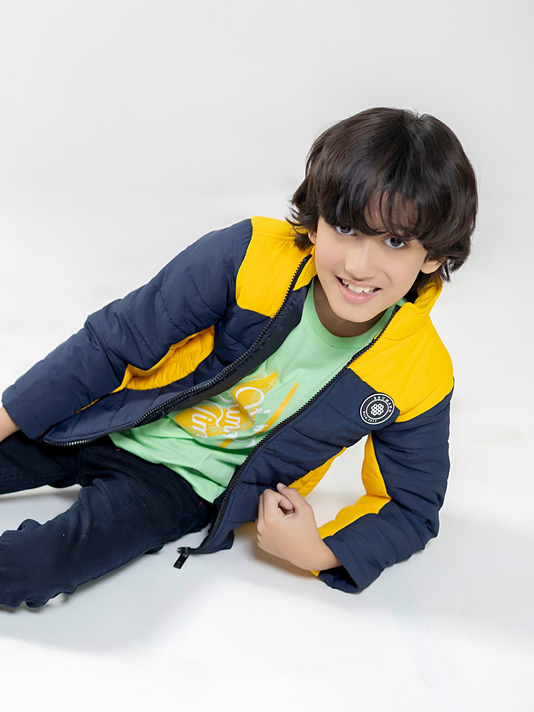 Yellow & Blue Puffer Casual Jacket - Unisex