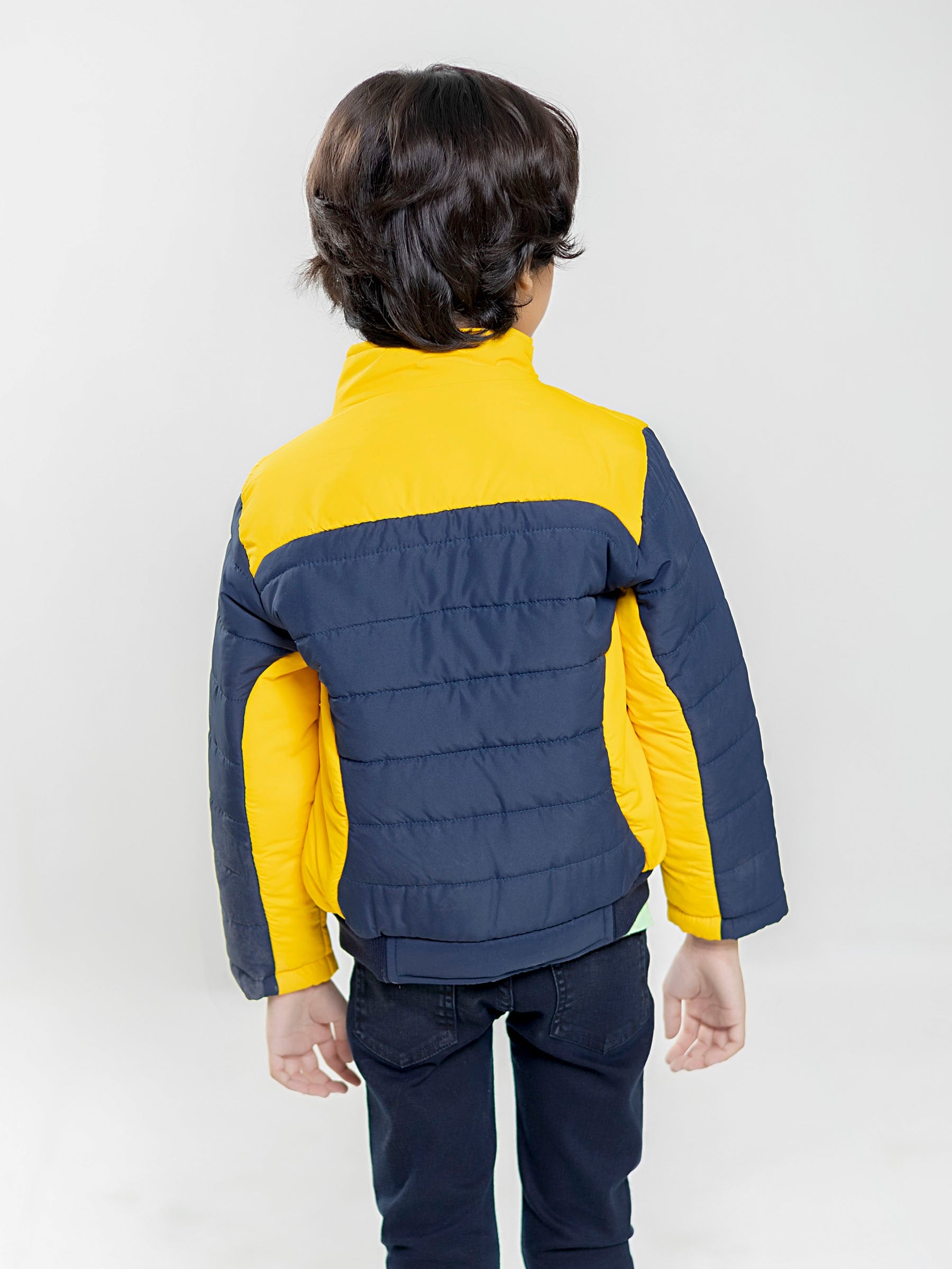 Yellow & Blue Puffer Casual Jacket - Unisex