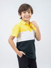 Yellow & Green Three Tone Casual Pique Polo