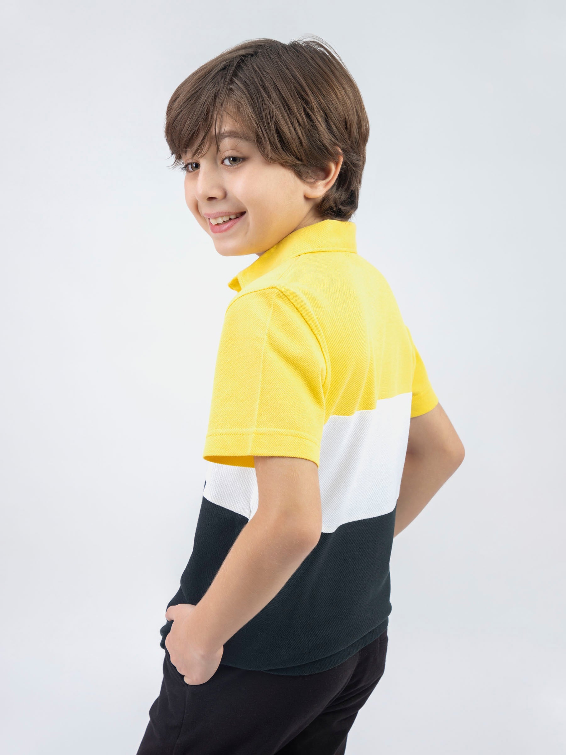 Yellow & Green Three Tone Casual Pique Polo