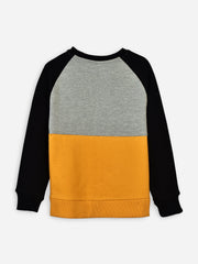 Yellow & Grey Raglan Sleeves Casual Sweatshirt