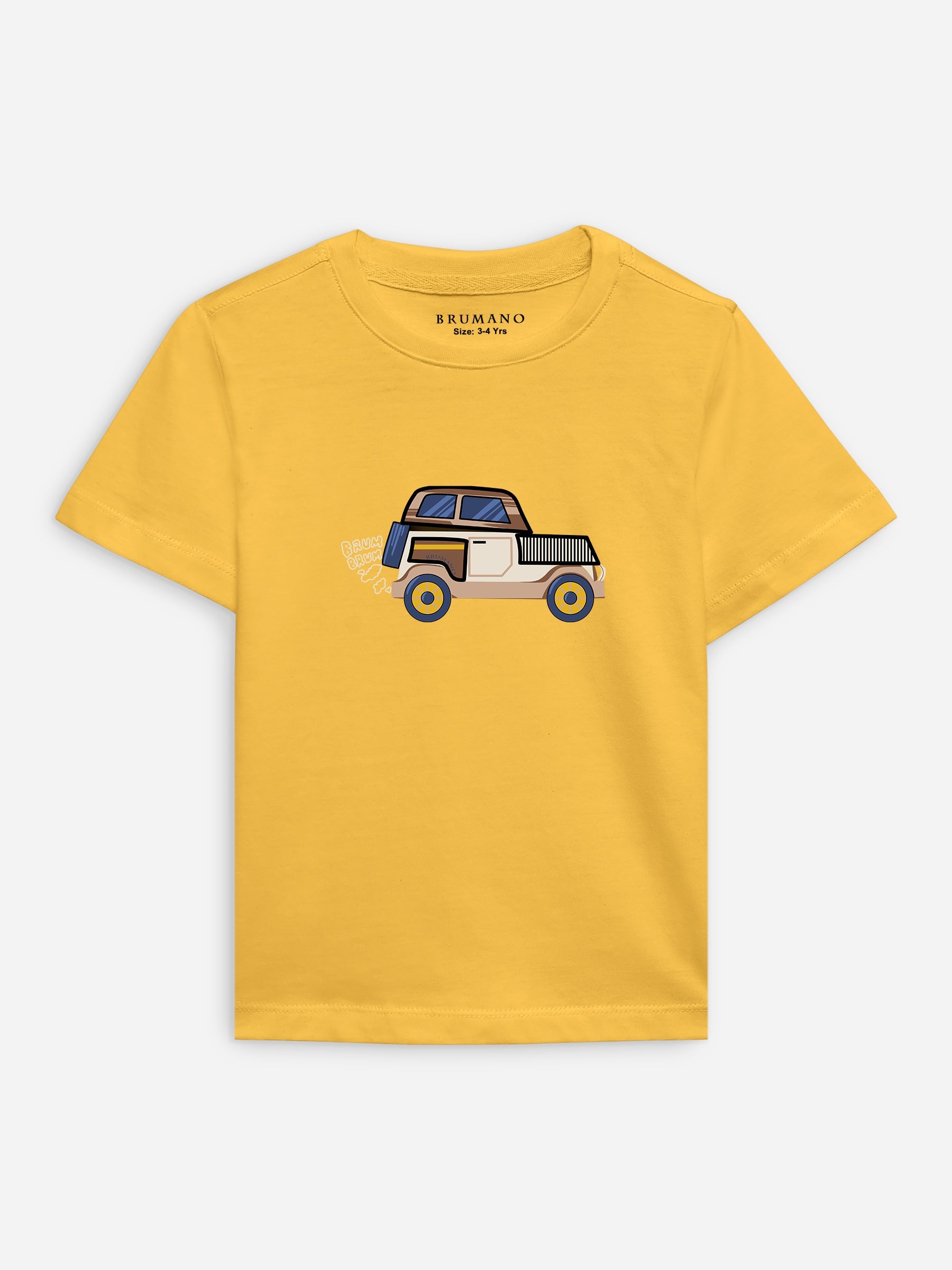 Yellow 'Jeep'' Printed Casual T-Shirt