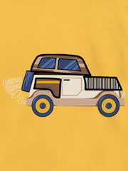 Yellow 'Jeep'' Printed Casual T-Shirt