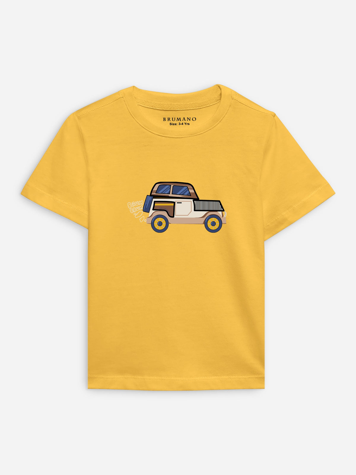 Yellow 'Jeep'' Printed Casual T-Shirt