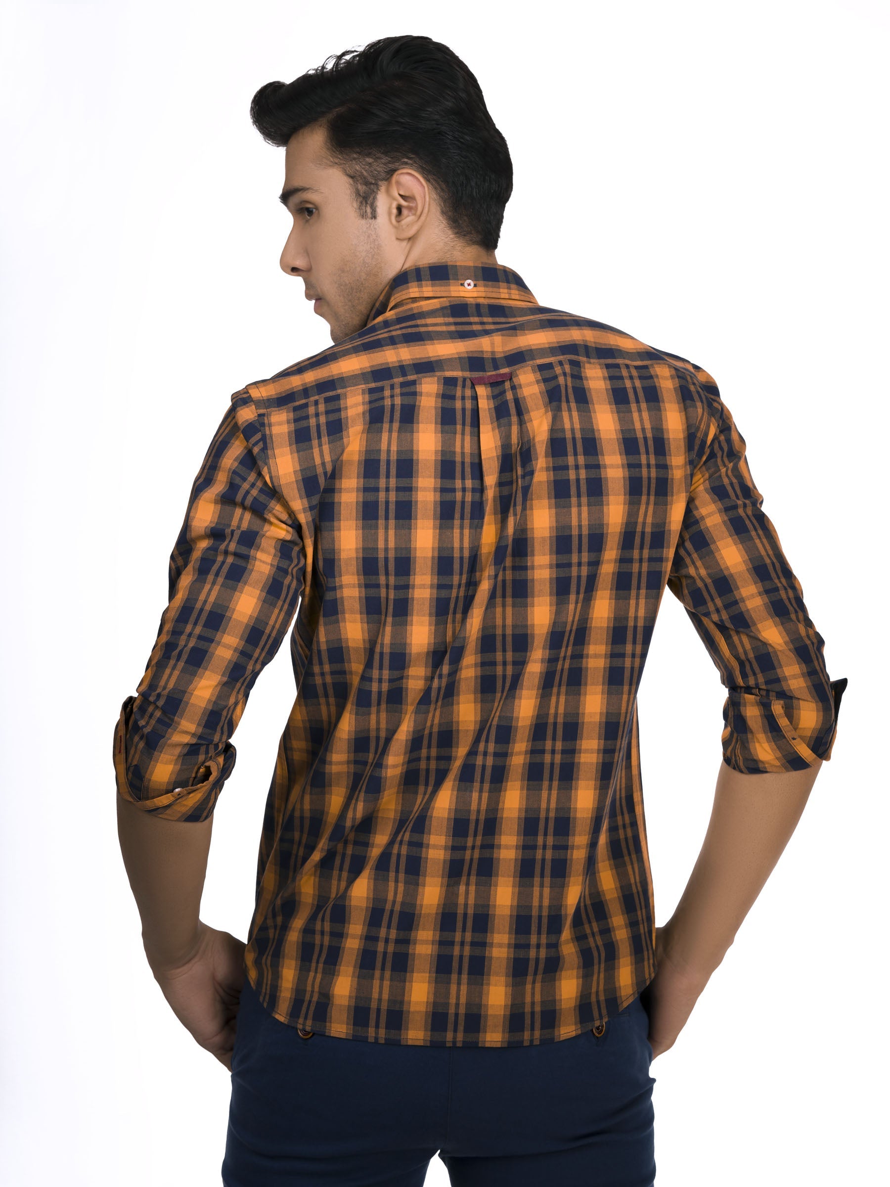 Yellow & Navy Blue Checkered Shirt