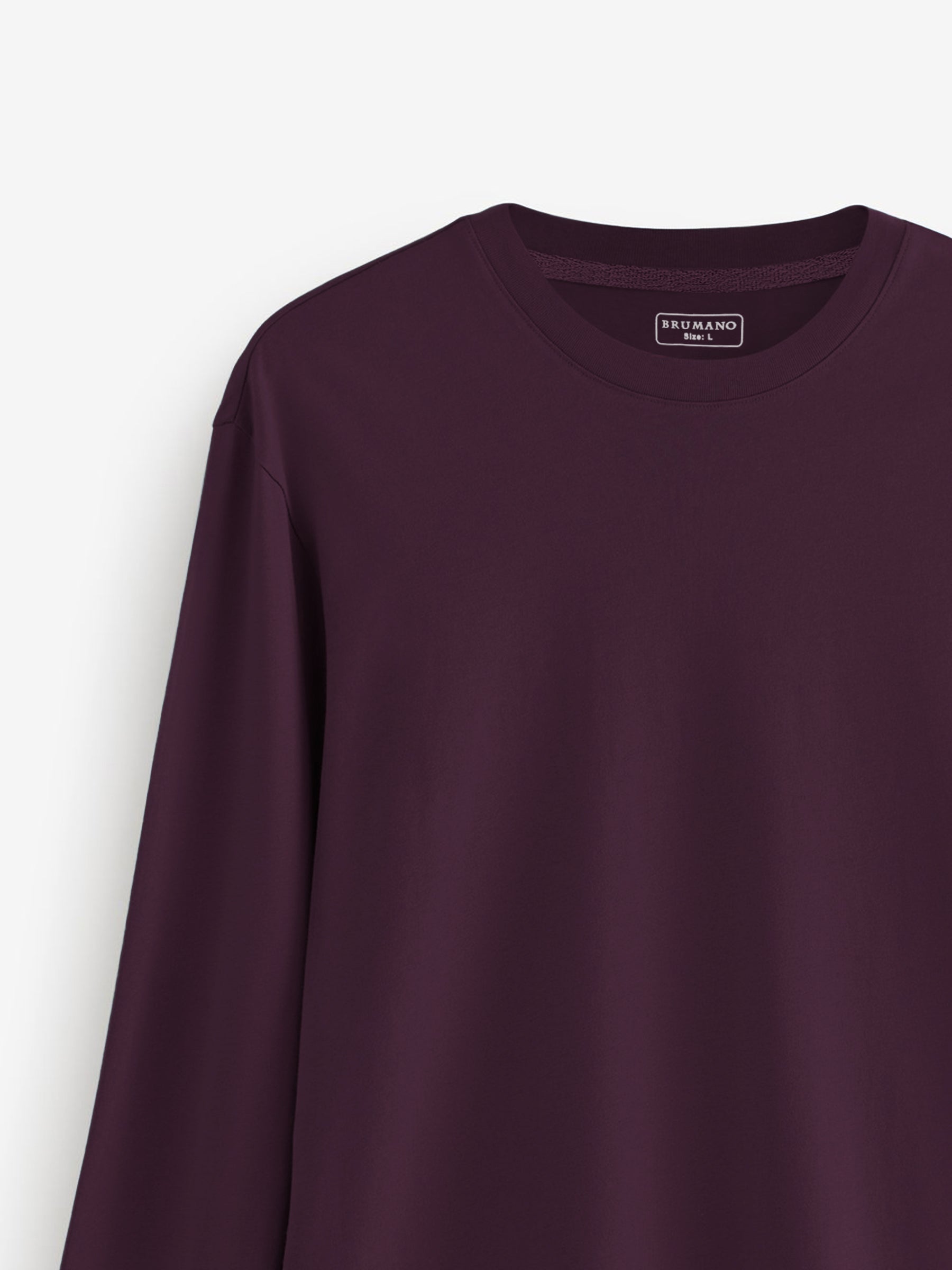 Burgundy Long Sleeve Crew Neck T-Shirt - Women