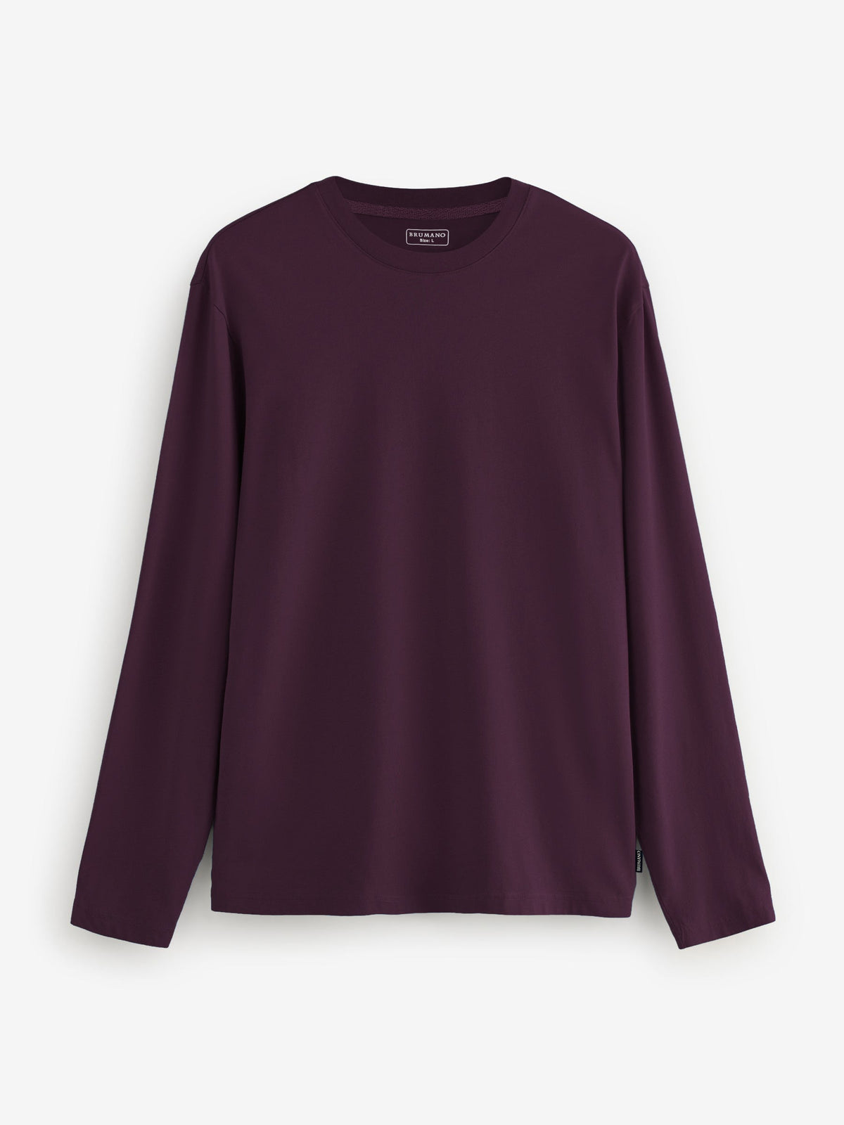 Burgundy Long Sleeve Crew Neck T-Shirt - Women
