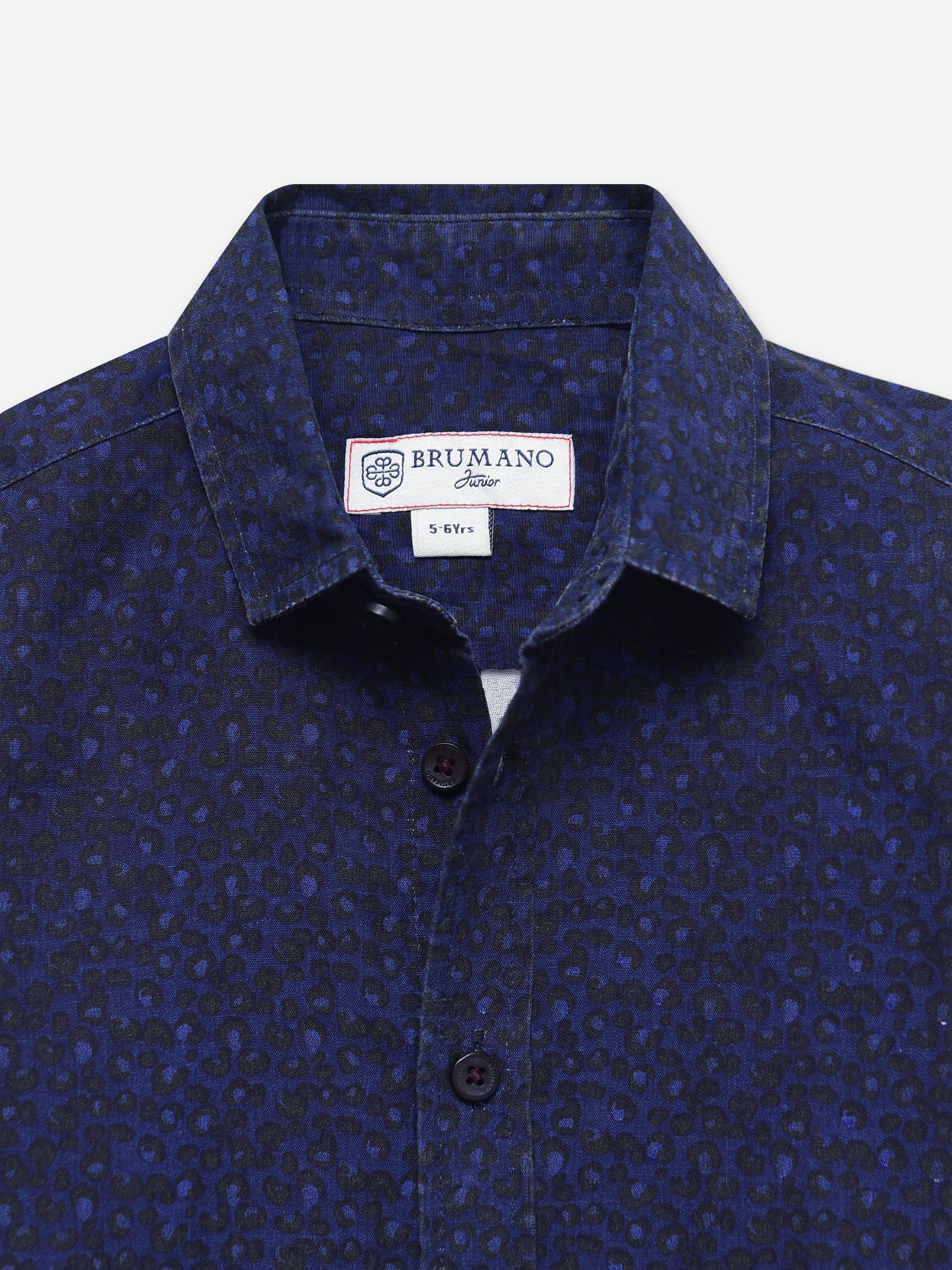 Dark Blue Printed Long Sleeve Shirt - Junior