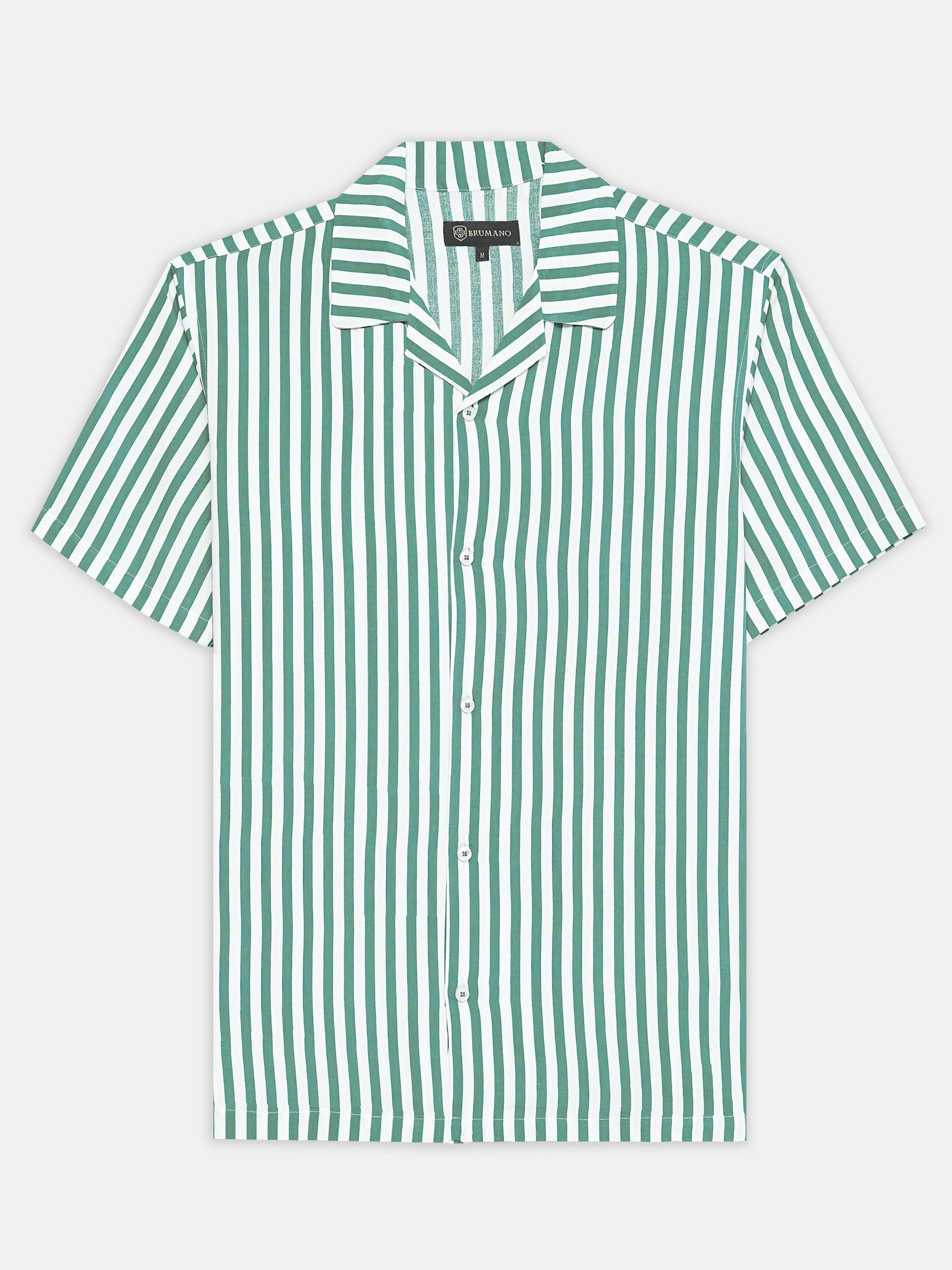 Green & Off-White Cuban Collar Shirt