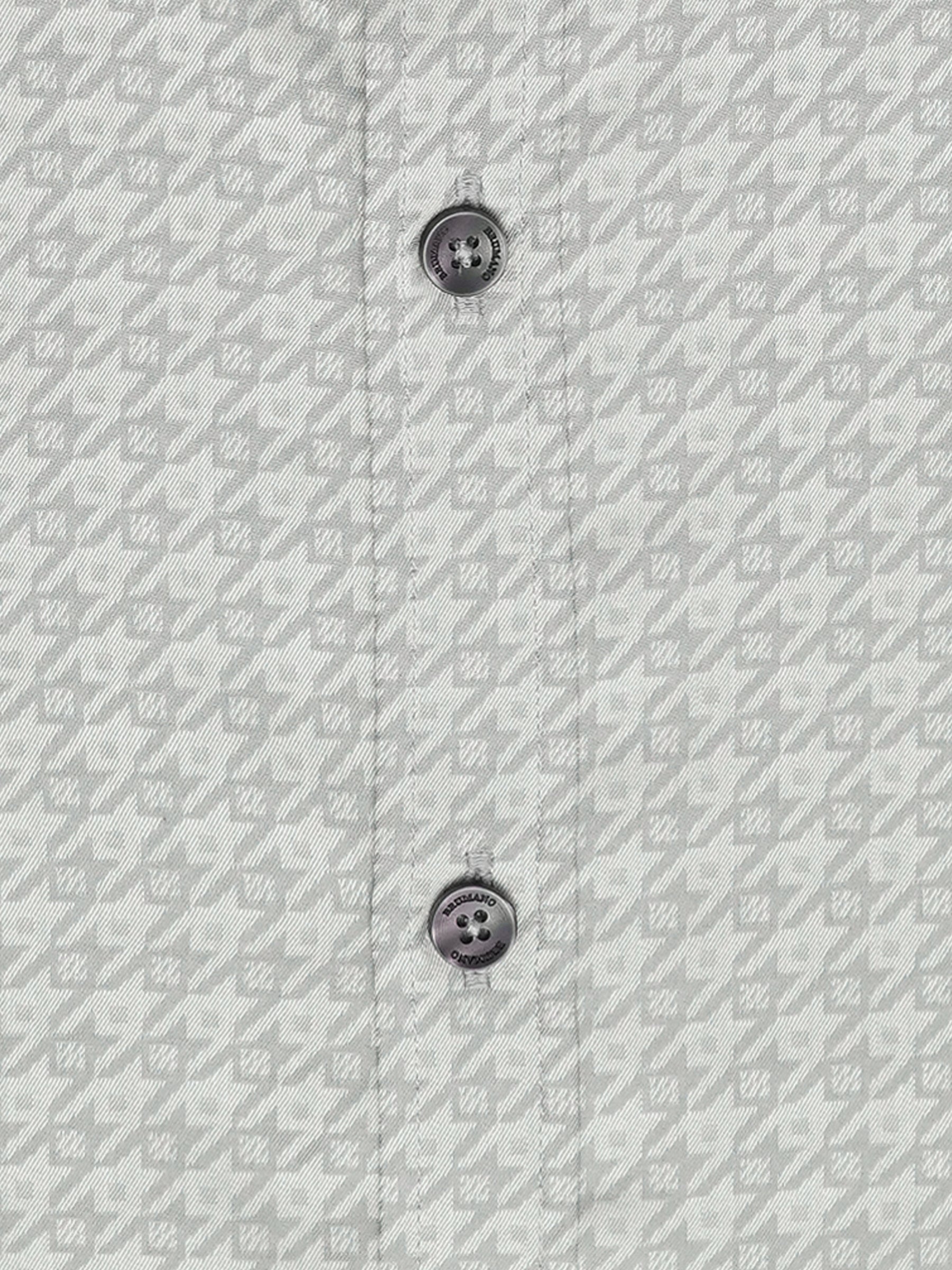 Grey Houndstooth Patterned Jacquard Shirt