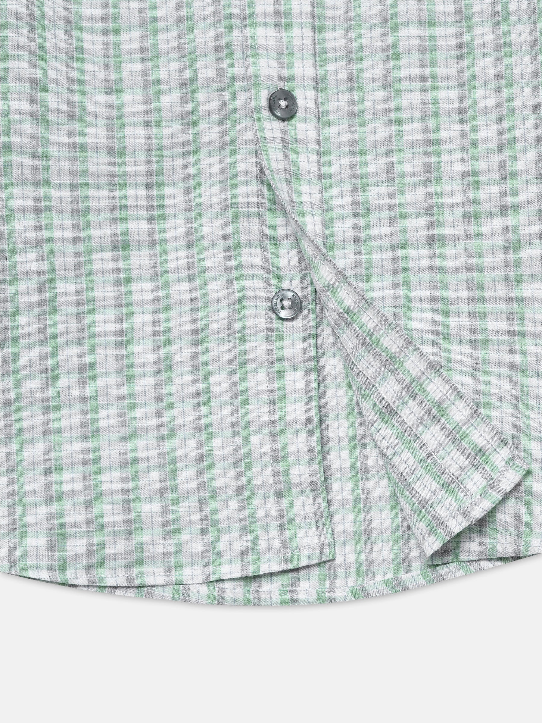 Light Green & Grey Checkered Half Sleeve Shirt - Junior