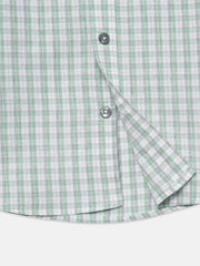 Light Green & Grey Checkered Half Sleeve Shirt - Junior