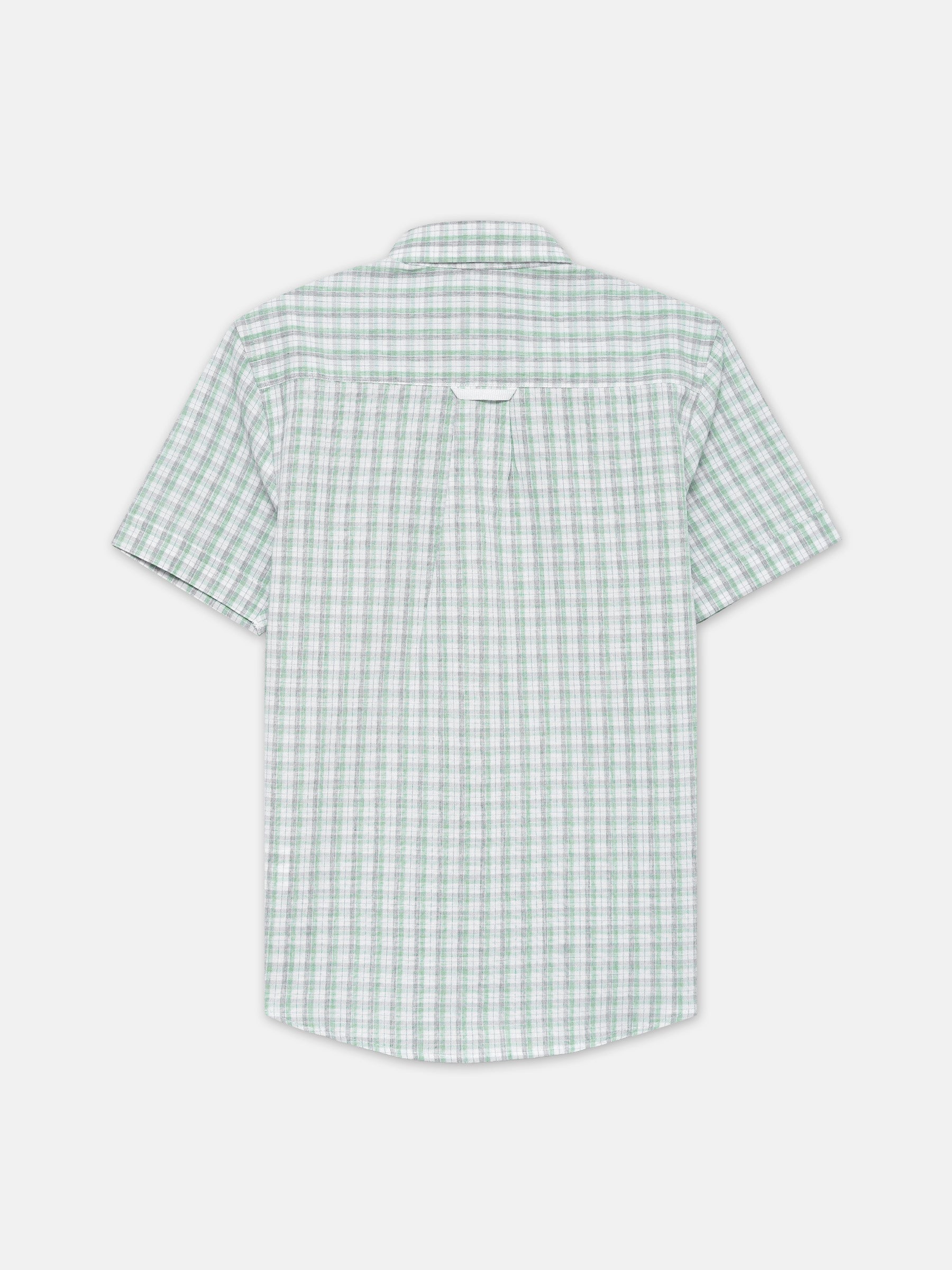 Light Green & Grey Checkered Half Sleeve Shirt - Junior